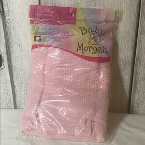 Vintage Pink Baby Morgan Cotton Receiving Blanket Waffle Knit 30x40 New Unopened